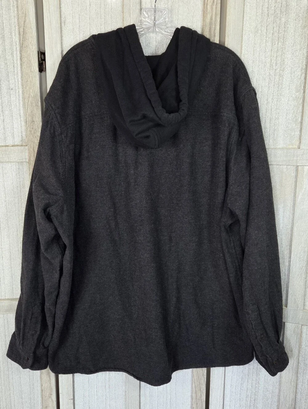 Quiksilver Hooded Flannel Shirt Jacket Size 3XL Charcoal Gray/Black Streetwear
